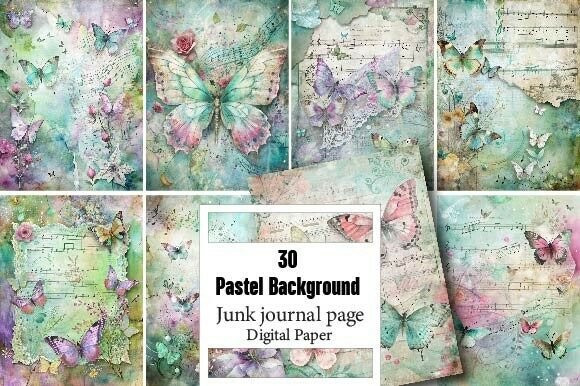 Download Pastel Background Junk Journal Kit - Junk journal Collection