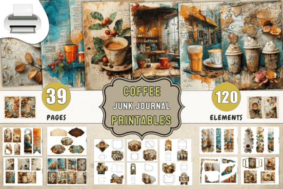 Download Coffee Junk Journal Printables Supplies - Junk journal Collection