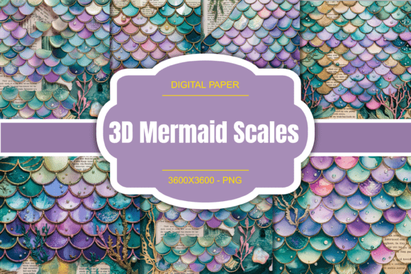 Download 3D Mermaid Scales Junk Journal Page - Junk journal Collection